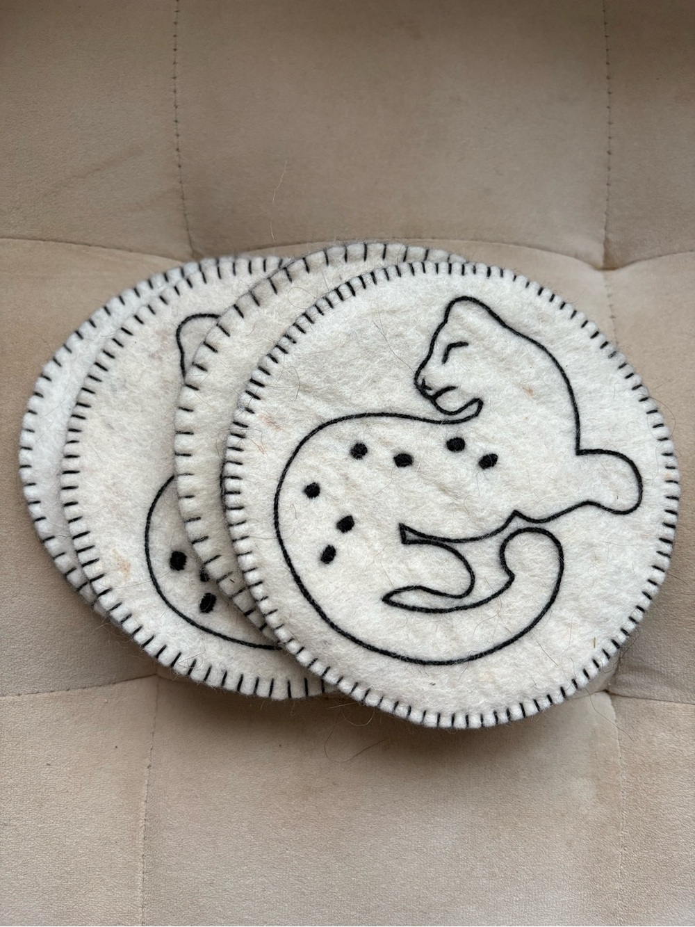 handcrafted alpaca fur coasters